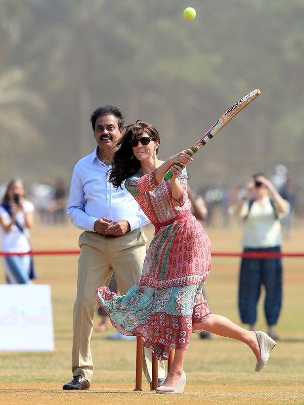 Kate Middleton plays cricket at Oval Maidan